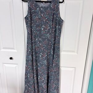Michael Kors Teal and Burgundy Paisley Maxi Dress